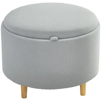 Stoppad Fotpall i Teddy Fleece med Dolt 56x56x42 cm