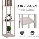 Golvlampa 3 Hyllplan Innerbelysning E27 upp till 40 W E1-MDF och Akryl Ek och Vit 26 X 26 X 160 Cm