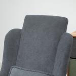 Gungstol med Justerbart Fotstöd, Bekväm Läsfåtölj i Linnetyg, Ergonomisk Vilostol med Träben för Vardagsrum, Mörkgrå, 75 x 95 x 110 cm