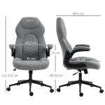 Kontorsstol Skrivbordsstol Grå av Tyg och Metall för Hemmakontoret Ergonomisk med Vippfunktion och Justerbara Armstöd Mjuk Dyna