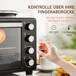 Miniugn Bordsugn med 2 Värmeplåtar Svart av Rostfritt Stål för Kök Ugn med Timer och Grillgaller 28 l 2600 W