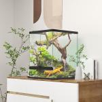 Terrarium Reptilbox Svart av Metall och Glas för Reptiler 120 l Box med Ventilationsöppning och Lås 45 x 45 x 60 cm