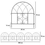 Trädgårdsstaket i Stål 300x70 cm – Dekorativt Nätstaket och Staketset – Toppvalvstaket och Hundstaket för Trädgård, Blomsterrabatter och Djurbarriär – Utomhusbruk – Svart