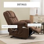 Elektrisk TV-Stol med Uppresningshjälp, Bekväm Relaxfåtölj i Tyg med Fjärrkontroll, Justerbar Liggfunktion för Seniorer, Brun, 92 x 95 x 107 cm