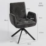 Fåtölj Snurrbar Bekväm Svart Tyg för Vardagsrum och Kontor Modern Design med Mjuk Stoppning Robust 120 kg