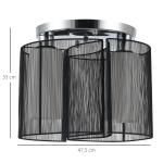 Taklampa Vintage 2-Lampa E27 Sockel för Vardagsrum och Matsal Svart Ø47,5 X 33 Cm