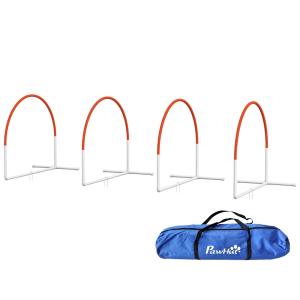 Agility Träningsset Hundsport Orange av Plast för Hundar 4-Delat Set med Slalomstavar och Bärväska