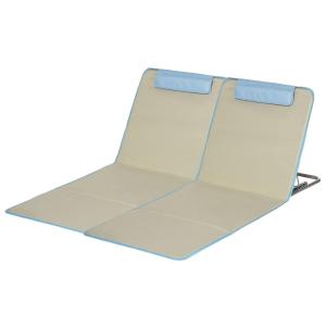 Strandmatta Strandstolar Set med 2 Beige av Stål och Tyg för Strand och Camping Justerbar Madrass med Bärväska 134 x 48 x 43 cm