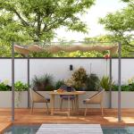 Pergola Trädgårdspaviljong med Justerbart Tak Beige av Metall för Terrass och Trädgård Fristående Solskydd UV30+ 3 x 3 m