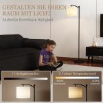 Golvlampa med Justerbara Ljusalternativ, Fotkontakt och Fjärrkontroll i Metall, Svart