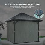 Paviljong med Metalltak och Myggnät samt Sidoväggar för Trädgård Hållbar och Vattenfast Mörkgrå Aluminium och Polyester 3 x 3 m