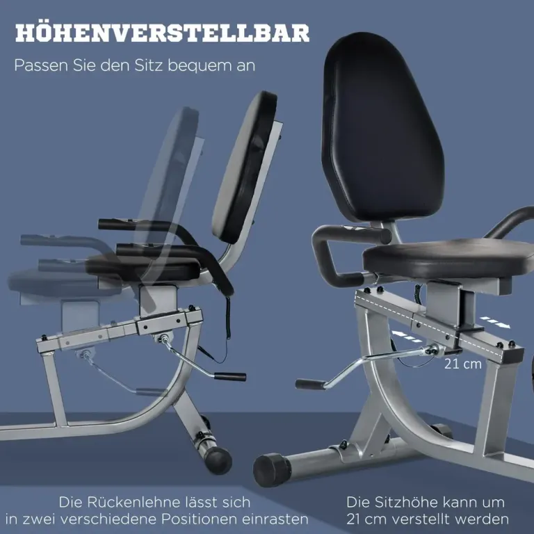 Motionscykel med 8-Stegs Motstånd 122–137 cm, Grå och Svart