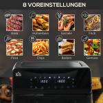 Air Fryer med 2 x 4 L Frityrkorgar, 8 Program, Ljus och Timer, Svart, 38,5 x 38 x 30,5 cm
