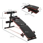 Sit Up Bench Buktränare Justerbar och Hopfällbar Multifunktionell Träningsbänk med Träningslinor upp till 110 Kg Stål Svart Röd