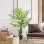 Konstgjord Palm 120 cm, Konstgjord Växt med Plastblad i Kruka för Vardagsrum och Kontor