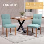 Matsalsstolar i Linne 2-Pack, Bekväma Kökstolar med Vadderad Sits och Träben, Tidlös Design för Matsal och Vardagsrum, Grön