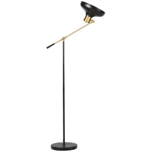 Golvlampa Båglampa Svart av Metall för Vardagsrum Höjdjusterbar Läslampa med E27 Fot Vridbar Design 40 W