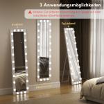 Helkroppsspegel med Belysning Vit Glas för Sovrum Golvspegel med 24 LED-lampor och 3 Ljuslägen 150x40 cm