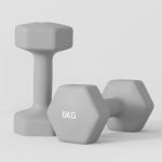 Hantelset 2 x 6 kg med Sexkantig Design och Halkfria Grepp för Hemmaträning Ergonomisk och Hållbar Grå Gjutjärn och Neopren för Styrka