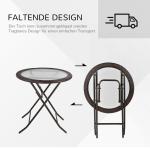 Campingbord Fällbart Bord Svart av Stål och Plast med Rottingdekoration för Trädgård och Picknick Robust och Bärbar Rund Design Ø 68 cm