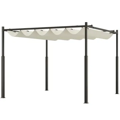 Pergola Trädgårdspaviljong med Tak Krämvit 3 x 3 m