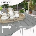 Trädgårdsmöbelset Matgrupp Ljusgrå av Stål för Balkong och Terrass Matbord med 6 Stapelbara Stolar Modernt Design