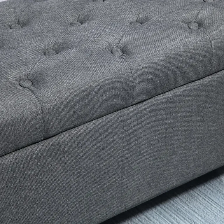 Sittbänk med Förvaring i Linnelook Grå 100 x 40 x 44 cm