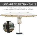 Dubbelt Parasoll med Vev, Extra Stort Solskydd för Terrass och Trädgård, Stabil Konstruktion med Kryssfot, Krämvit, 460 x 270 x 240 cm