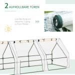 Växthus Stabil Vit Stål för Balkong och Trädgård med Tre Rullfönster och Gitterfolie för Optimal Odling av Växter och Blommor 270x90x90cm