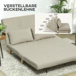 Bäddsoffa Soffa med Sovfunktion Beige av Sammetslook ve Trä för Vardagsrum ve Sovrum Soffa med Ländkudde 130 x 78 cm