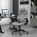 Kontorsstol Skrivbordsstol Grå av Tyg och Metall för Hemmakontoret Ergonomisk med Vippfunktion och Justerbara Armstöd Mjuk Dyna