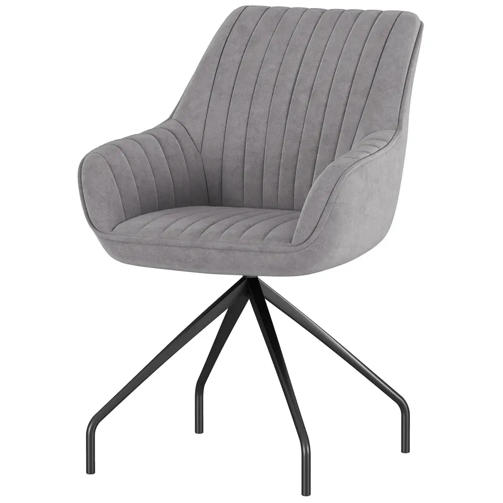 Fåtölj Loungestol Mörkgrå av Sammetslook och Metall Vridbar