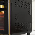 Minibugn Bordsugn Svart av Järn och Glas för Kök Kompakt Ugn med Timer och 3 Hyllor 90-230 Grader Bakplåt 20 l 36 x 37,7 x 34,5 cm