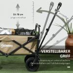 Handkärra Lastvagn Khaki av Oxford Material och Stål för Strand och Trädgård Hopfällbar Vagn med Handtag 100 kg