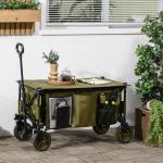 Strandvagn Transportvagn Hopfällbar med Tak Grön av Tyg och Metall för Camping och Strand Vagn med 4 Hjul 108 x 55 x 93 cm