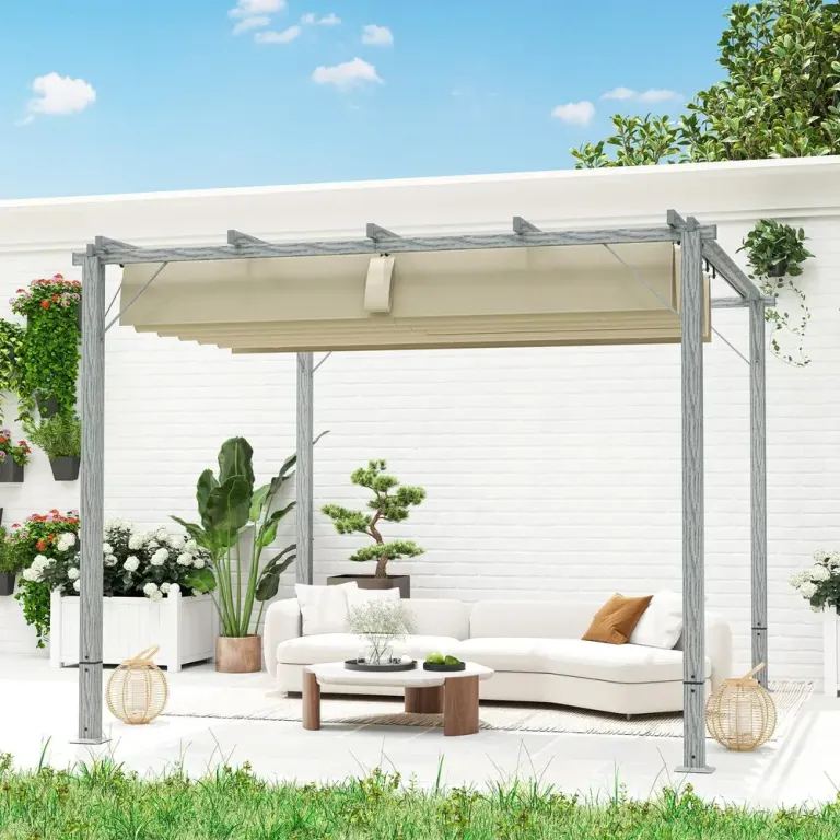Pergola Trädgårdspaviljong med Magnetplatta Grå 3 x 3 m