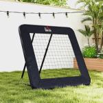 Fotbollsmål med Rebounder, Justerbar Rebound-Vägg för Bollträning, Perfekt för Multisport och Teknikträning, Svart, 128 x 118 x 108-120 cm