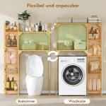 Badrumshylla för Tvättmaskin Naturfärgad Bambu för Badrum och Tvättstuga Överhylla med Fack Platsbesparande Förvaring