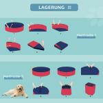 Hundbassäng Stor Plaskdamm för Hundar Pool PVC och Trä för Sommarnjutning och Svalka Röd Ø140 X H30 Cm