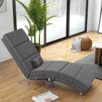 Massagestol och Liggstol med 8 Vibrationspunkter, 5 Lägen, Grå, 56 x 168 x 84 cm