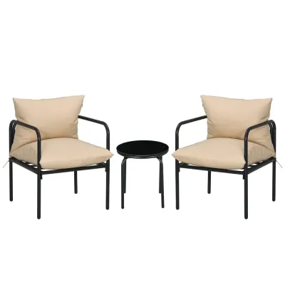 Trädgårdsmöbelset Bistroset Beige av Stål 3 Delar 2