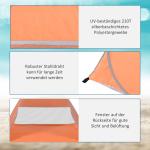 Strandtält Pop-Up Tält med Automatiskt UV-Skydd Orange av Polyester för Strand och Camping Tält med Stor Golvmatta och Bakruta