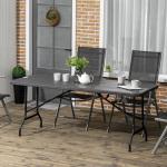 Trädgårdsbord för 6 Personer med Hopfällbar Design och Trälook för Uteplats Stabil och Prisvärd Mörkgrå Plast och Stål 180 x 75,5 x 73 cm