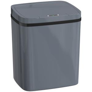 Papperskorg Sensor Automatisk Grå Plast för Kök och Kontor Sophink med Rörelsesensor och Två Öppningslägen 15 Liter 28x21x34 cm