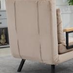 Bäddsoffa Gästsäng Beige av Sammet och Trä för Vardagsrum Relaxstol med Sängfunktion och Justerbart Ryggstöd 63 x 73 x 81 cm
