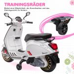 Elmotorcykel Barnmotorcykel Vit av Plast och Metall för Barn 3-6 År 6V Fordon med Träningshjul och MP3 3 km/h