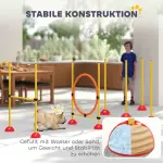 Agilityset Hundträning 4-Delad Blå Gul av Plast för Hundar Häckset med Slalomstavar och Hoppring Koordinationsträning