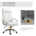 Ergonomisk Kontorsstol i Vitt Konstläder, Stilren Skrivbordsstol med Gungfunktion, Bekväm Arbetsstol för Hemmakontoret, Vit