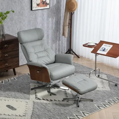Relaxfåtölj Ljusgrå av Konstläder och Metall