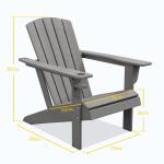 Adirondackstol med Mugghållare, Bekväm Trädgårdsstol i Plast, Klassisk Design för Balkong och Terrass, Grå, 75 x 87 x 90 cm